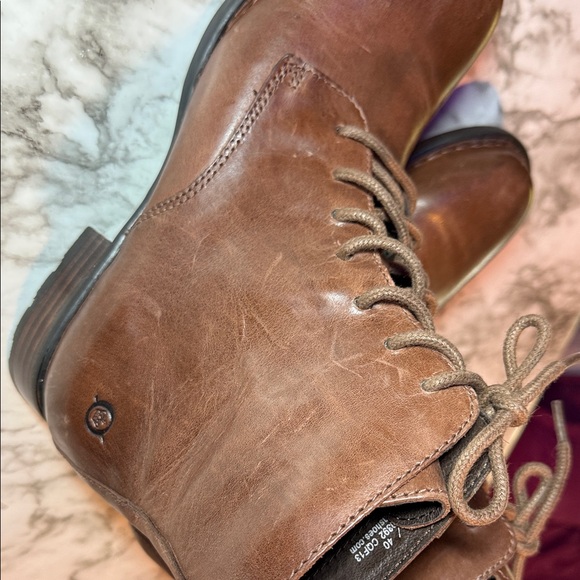 Born Dark Brown Leather Lace Up Moto Boots NWOT SZ 8.5 - Picture 6 of 14